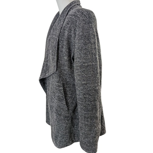 Eileen Fisher Terrazzo Open Front Jacket Large Gray Zip Cuff Draped - Picture 2 of 7